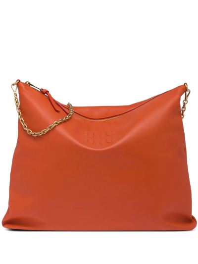 Miu Miu Leather Shoulder Bag In Papaya