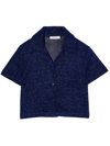 Oseree Metallic-effect Short-sleeved Shirt In Blue