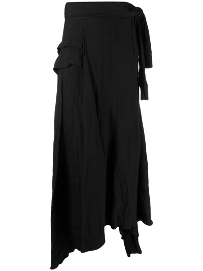 Pre-owned John Galliano 2000s Asymmetric Draped Skirt In Black