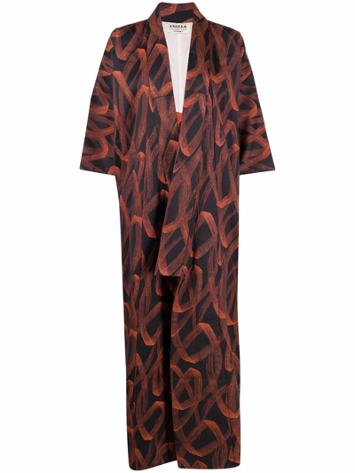 Pre-owned A.n.g.e.l.o. Vintage Cult 1970s Abstract Print Kimono In Black