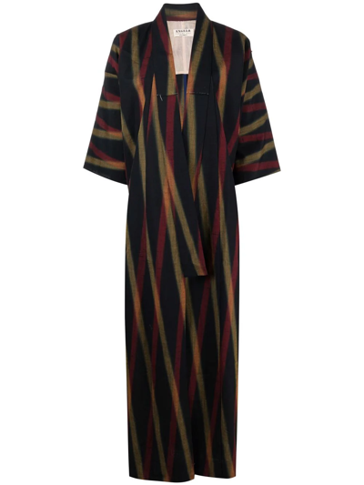 Pre-owned A.n.g.e.l.o. Vintage Cult 1970s Stripe-pattern Kimono In Black