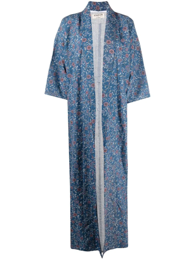 Pre-owned A.n.g.e.l.o. Vintage Cult 1970s Floral-print Kimono In Blue