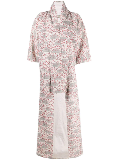Pre-owned A.n.g.e.l.o. Vintage Cult 1970s Floral Print Kimono In Neutrals