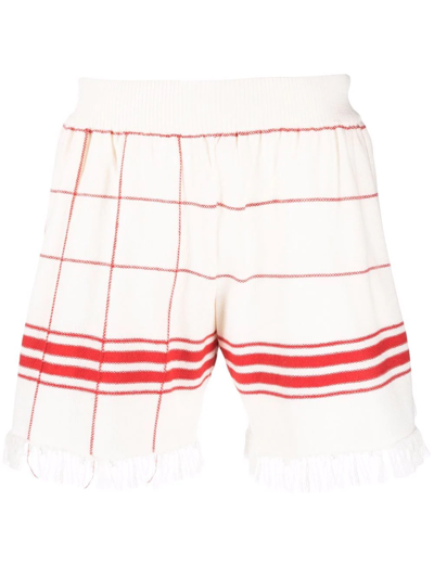 Maison Margiela Fringed-hem Regular-fit Wool-blend Shorts In Multi