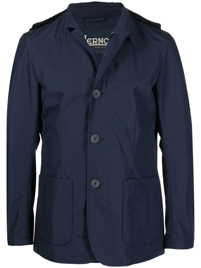 Herno Lightweight Hooded Jacket In Blue