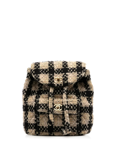 Pre-owned Chanel 1992 Duma Tweed Backpack In Brown