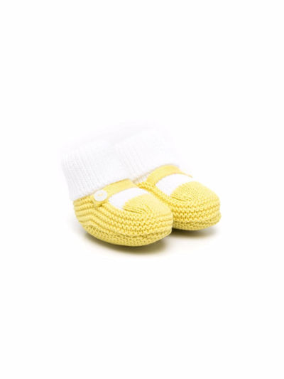 Little Bear Babies' Chunky Knitted Slippers In Yellow