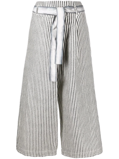 Odeeh Cropped Stripe-print Trousers In Black