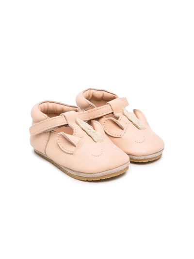 Donsje Babies' Pop-up Leather Ballerina Shoes In Neutrals
