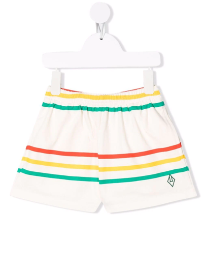 The Animals Observatory Kids' Striped Cotton Shorts In White