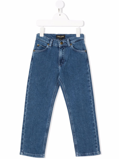Mini Rodini Kids' Straight-leg Organic-cotton Jeans In Blue