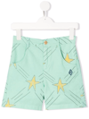 The Animals Observatory Star-print Cotton Shorts In Green