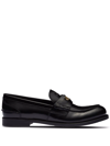 Miu Miu Black Leather Loafers In Black
