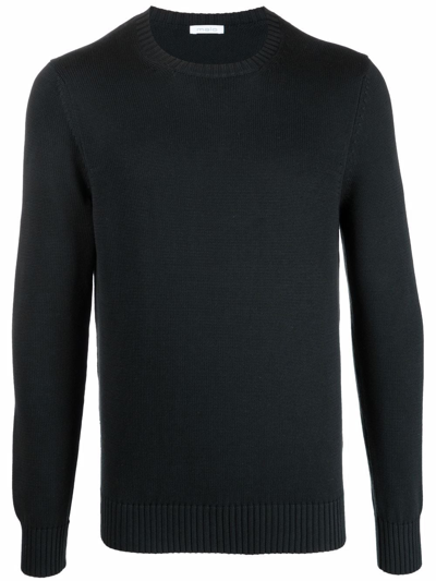 Malo Crew Neck Cotton Jumper In Black