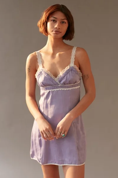 Urban Outfitters Uo Ginny Lace Trim Slip Dress In Purple | ModeSens