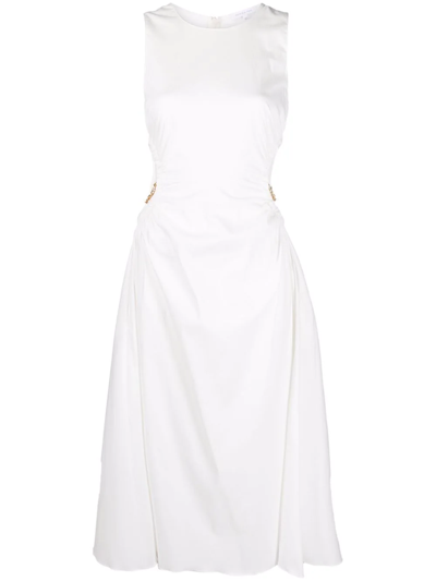 Patrizia Pepe Abito Midi Essential Cotone Stretch In Weiss