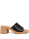 SEE BY CHLOÉ LEATHER BLOCK-HEEL MULES