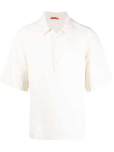 Barena Venezia Tellno' Half Placket Linen Short Sleeved Shirt In White