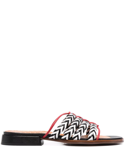 Chie Mihara Wari Woven Leather Sandals In Black