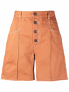 Isabel Marant Button-fastening Cotton Shorts In Orange