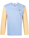 Comme Des Garçons Play Bi-color Stripe Longsleeve T-shirt Blue In Multicolor