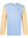 Comme Des Garçons Play Bi-color Stripe Longsleeve T-shirt Blue In Blau