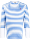 Comme Des Garçons Play Comme Des Garcons Play Logo Embroidered Striped T-shirt In Blau