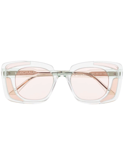 Kuboraum Transparent-effect Square-frame Glasses In Grün