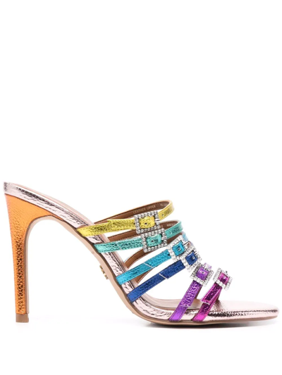 Kurt Geiger Pierra Colour-blocked Metallic Leather Mules In Open Misce