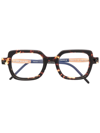 Kuboraum Tortoiseshell-effect Square-frame Glasses In Braun