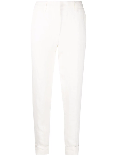Fabiana Filippi Cropped Slim-fit Linen Trousers In Nude