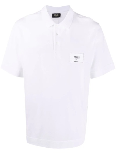 Fendi Embroidered-logo Polo Shirt In Weiss