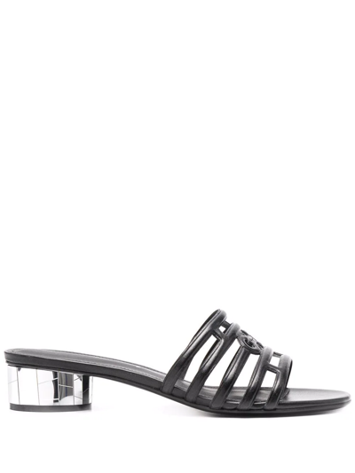 Ferragamo Finn Lambskin Mirror-heel Sandals In Black