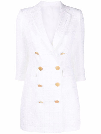 Tagliatore Double-breasted Blazer Dress In Weiss