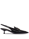 Miu Miu Forma Slingback Kitten-heel Penny Loafers In Schwarz