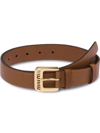 Miu Miu Cut-out Logo Leather Belt In Braun