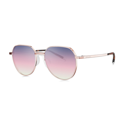 Bolon Keegan Gradient Violet Polygon Unisex Sunglasses Bl1005 A30 55 In Gold Tone,pink,purple,rose Gold Tone