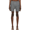 Brunello Cucinelli Grey Embroidered Logo Swim Shorts In Gray