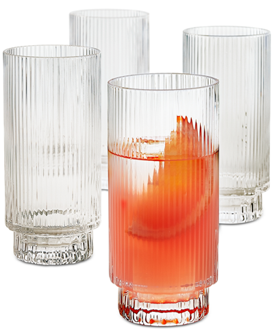 Hotel Collection Fluted Highball Glasses, Set Of 4, Created For Macys In Clear