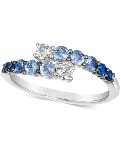 Le Vian Denim Ombre (5/8 Ct. T.w.) & White Sapphire (1/5 Ct. T.w.) Bypass Statement Ring In 14k White Gold