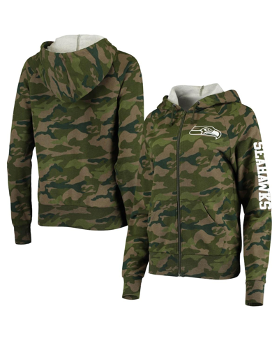 New Era Women's  Camo Seattle Seahawks Raglan Full-zip Hoodie