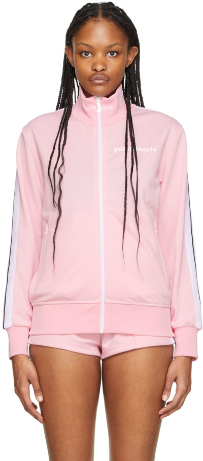 Palm Angels Fitted Track Jacket Pink White In Neutrals