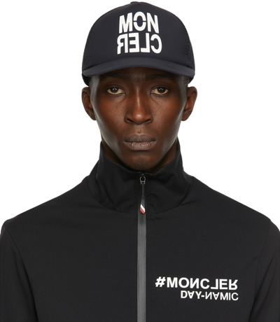 Moncler Logo-print Canvas And Mesh Baseball Cap In Black