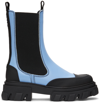 Ganni Blue Leather Chelsea Boots In 594 Placid Blue
