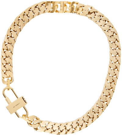 Givenchy Men's G-chain Lock Small Necklace In Gold