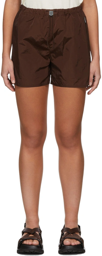 Jil Sander Brown Parachute Shorts In 207 Chocolate