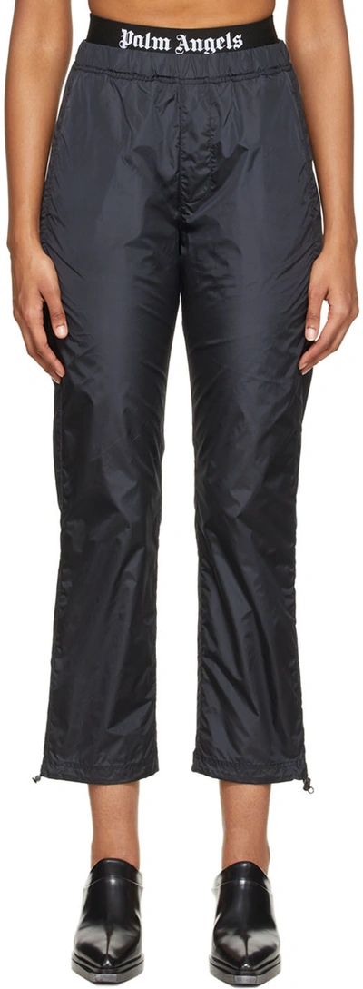 Palm Angels Black Afterlogo Pants In Black White