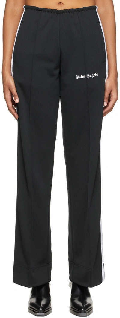 Palm Angels Striped Jersey Wide-leg Track Trousers In Black