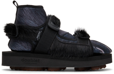 Doublet Black Suicoke Edition Animal Foot Layered Sandals