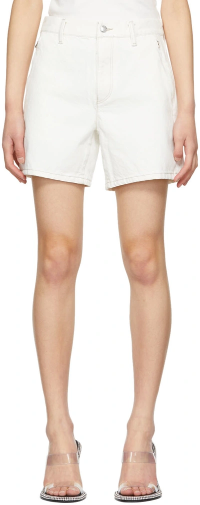 Alexander Wang Off-white Invisible Zip Boy Shorts In Vintage White